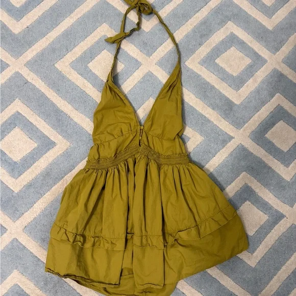 Free People Halter Mustard Mini Dress - Picture 8 of 12